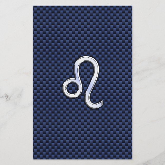 Leo Zodiac Sign auf Navy Blue Carbon Fibre Print Flyer (Vorne)