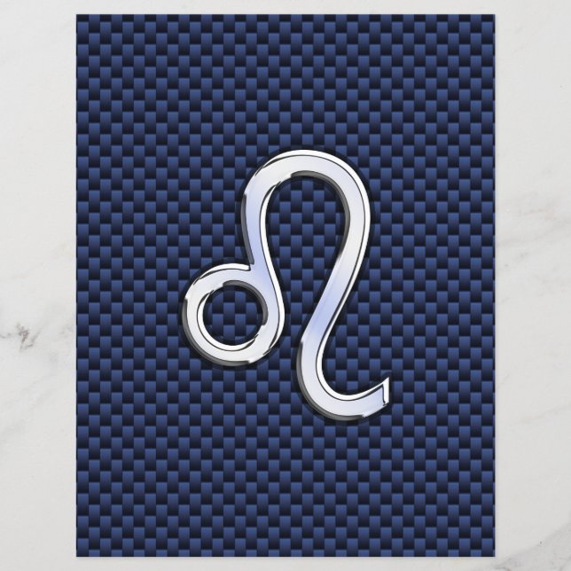 Leo Zodiac Sign auf Navy Blue Carbon Fibre Print Flyer (Vorne)