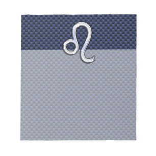 Leo Zodiac Sign auf Navy Blue Carbon Fibre Print Notizblock
