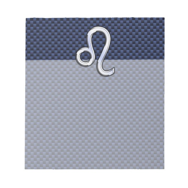 Leo Zodiac Sign auf Navy Blue Carbon Fibre Print Notizblock (Vorderseite)