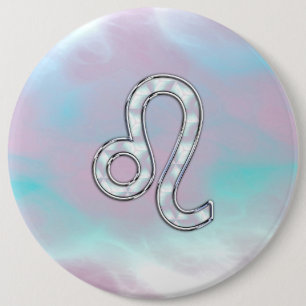 Leo Zodiac Sign auf Pastels Nacre Style Print Button