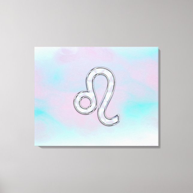 Leo Zodiac Sign auf Pastels Nacre Style Print Leinwanddruck (Vorderseite)