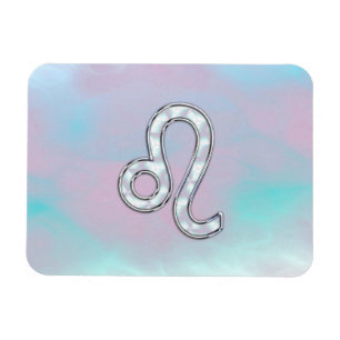 Leo Zodiac Sign auf Pastels Nacre Style Print Magnet