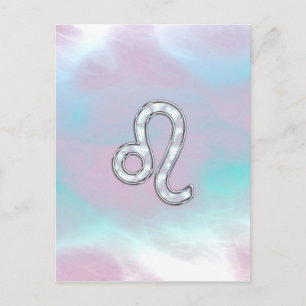 Leo Zodiac Sign auf Pastels Nacre Style Print Postkarte