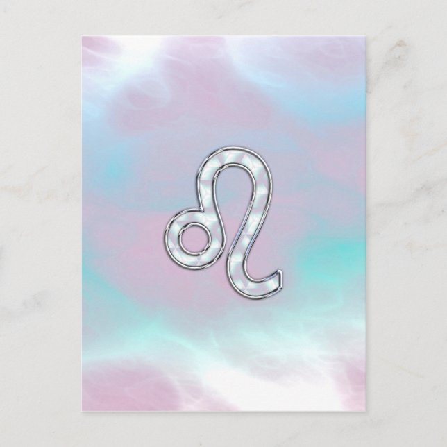 Leo Zodiac Sign auf Pastels Nacre Style Print Postkarte (Vorderseite)