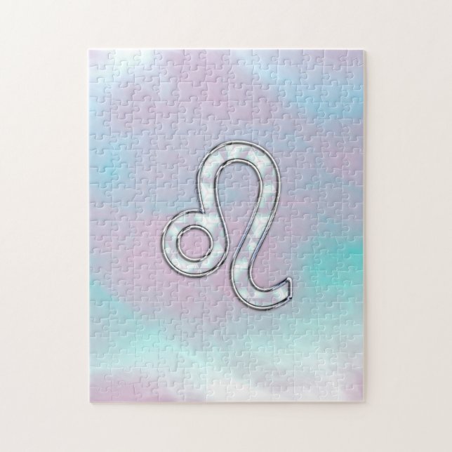 Leo Zodiac Sign auf Pastels Nacre Style Print Puzzle (Vertikal)