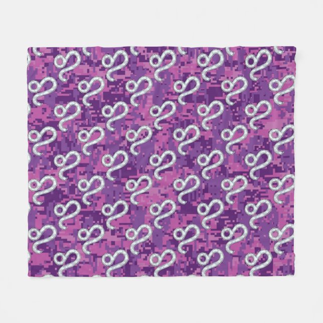 Leo Zodiac Sign auf Pink Fuchsia Digital Camouflag Fleecedecke (Vorderseite (Horizontal))