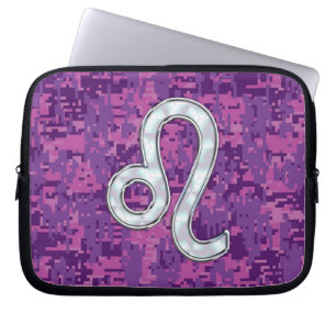 Leo Zodiac Sign auf Pink Fuchsia Digital Camouflag Laptopschutzhülle
