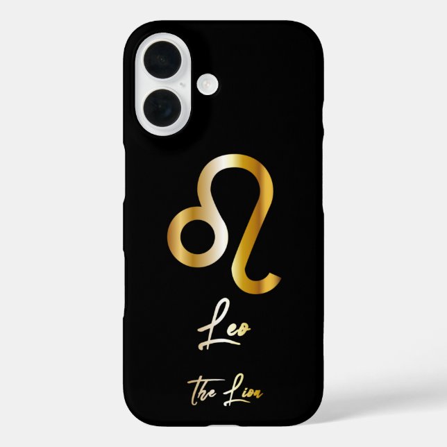 Leo Zodiac Sign, Black & Gold Case-Mate iPhone Hülle (Rückseite)