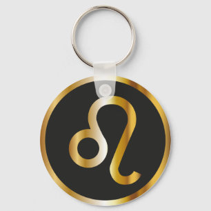 Leo Zodiac Sign, Black & Gold Keychain Schlüsselanhänger