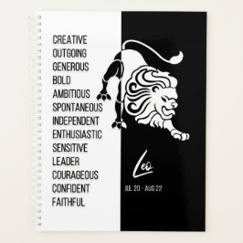 Leo Zodiac Sign, Black & White Planer