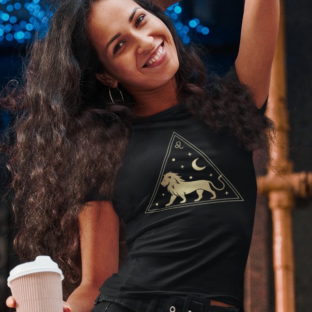 Leo Zodiac Sign Fire Element in Gold T-Shirt (Von Creator hochgeladen)