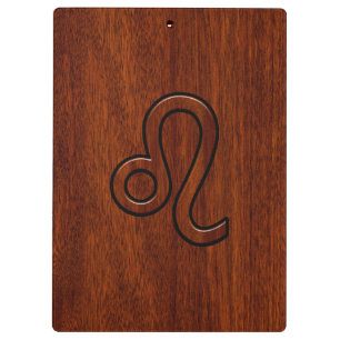 Leo Zodiac Sign im Mahagoniholz Klemmbrett