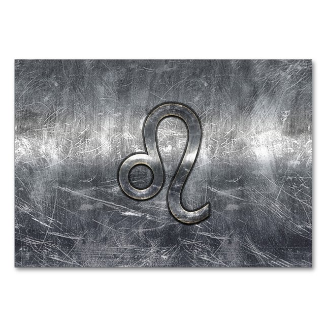 Leo Zodiac Sign in Grunge Distressed Style Tischnummer (Vorderseite)