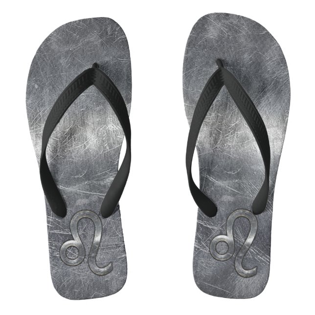 Leo Zodiac Sign in Industrial Style Flip Flops (Fußbett)