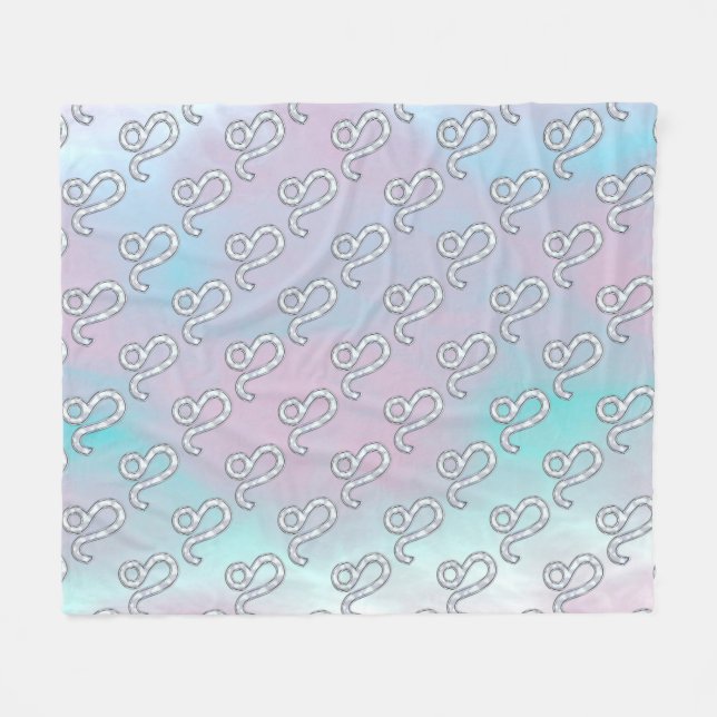 Leo Zodiac Sign in Mother Pearl Style Print Fleecedecke (Vorderseite (Horizontal))