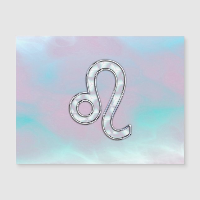 Leo Zodiac Sign in Mother Pearl Style Print Magnetkarte (Vorderseite)