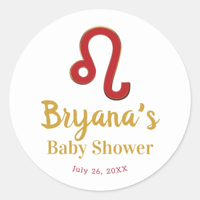 LEO Zodiac Sign July August Astrology Baby Showdus Runder Aufkleber (Vorderseite)