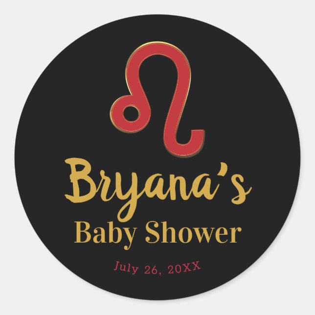 LEO Zodiac Sign July August Astrology Baby Showdus Runder Aufkleber (Vorderseite)