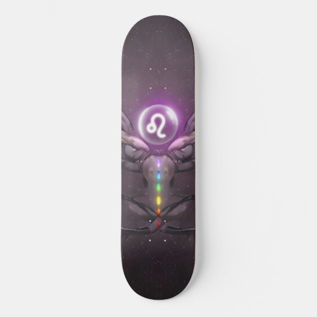 Leo Zodiac Sign Seven Chakras Skateboard Deck (Vorderseite)