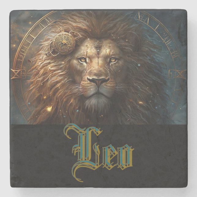 Leo Zodiac Sign Steinuntersetzer (Vorderseite)