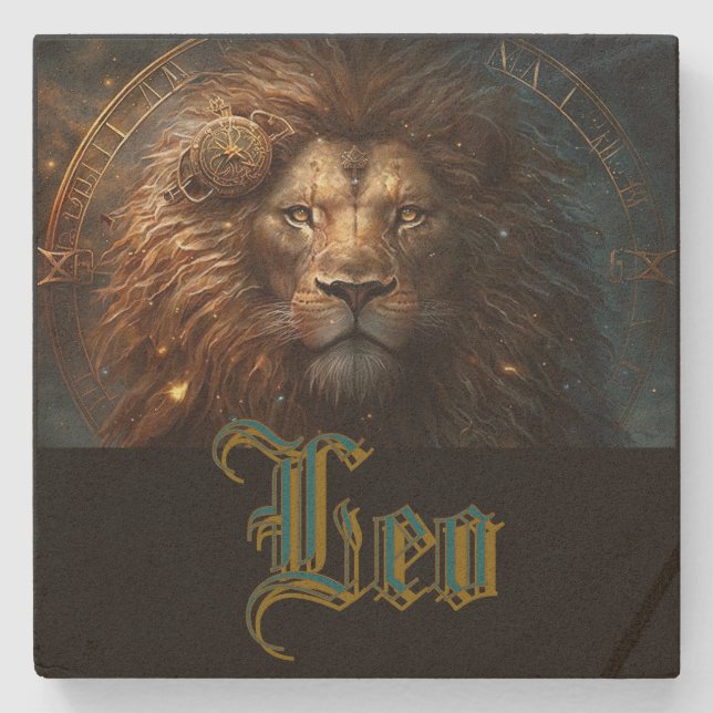 Leo Zodiac Sign Steinuntersetzer (Vorderseite)