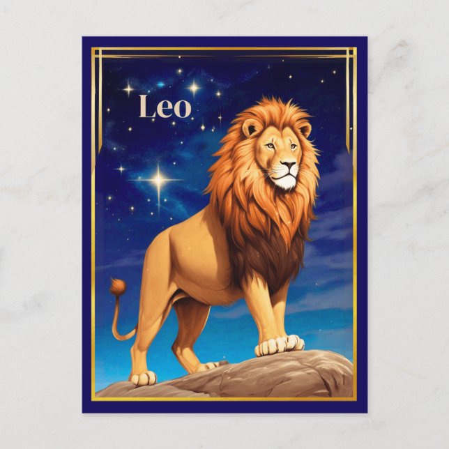 Leo Zodiac Sign Under einem Sternenhimmel Postkarte (Vorderseite)