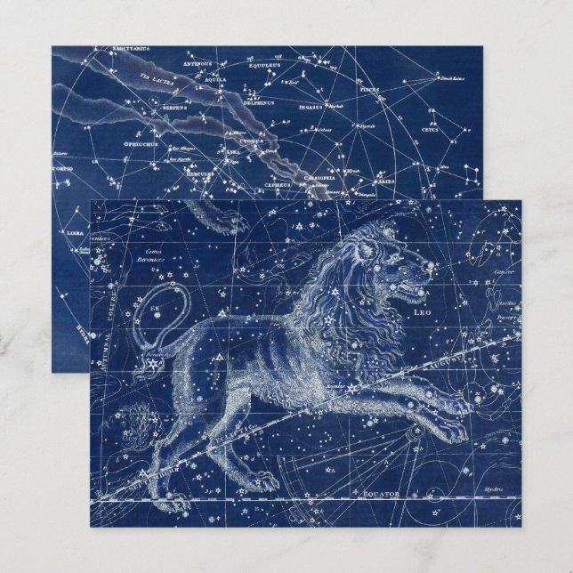 Leo Zodiac Sign Vintag Illustration Postkarte (Vorne/Hinten)