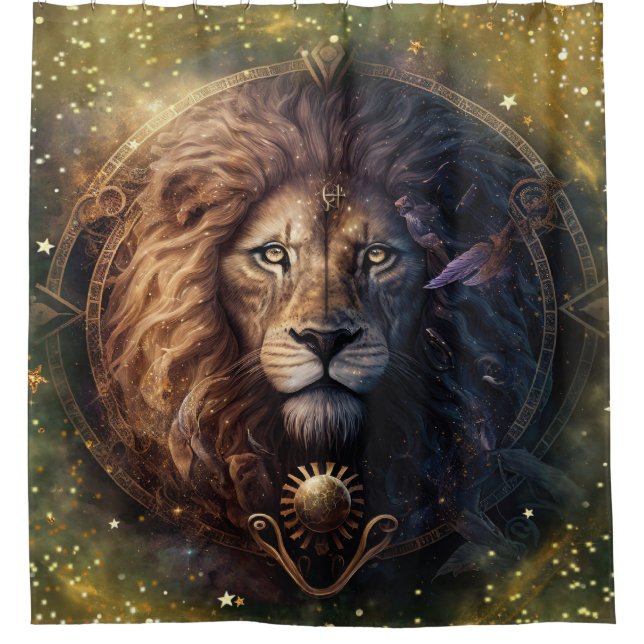 Leo Zodiac Sign Watercolor Design Duschvorhang (Vorderseite)