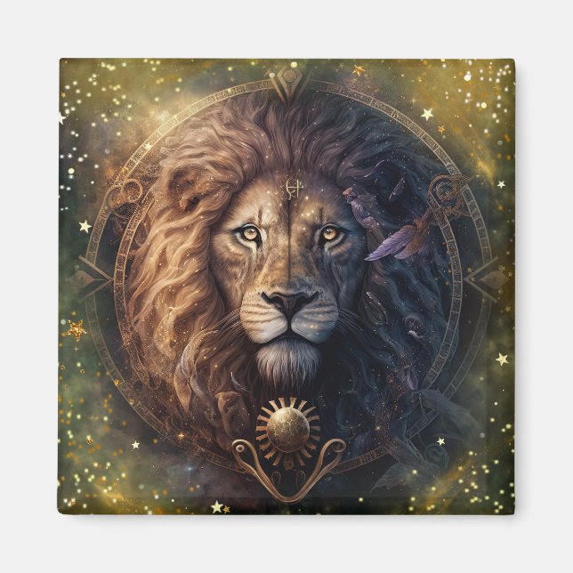Leo Zodiac Sign Watercolor Design Magnet (Vorne)