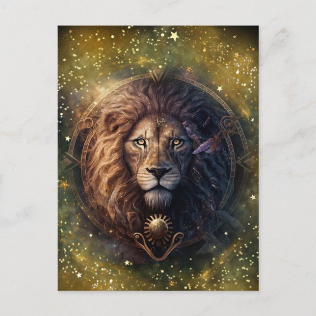 Leo Zodiac Sign Watercolor Design Postkarte (Vorderseite)