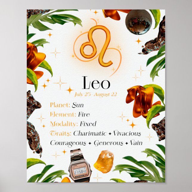 Leo Zodiac Star Sign Y2K White 4:5 Poster (Vorne)