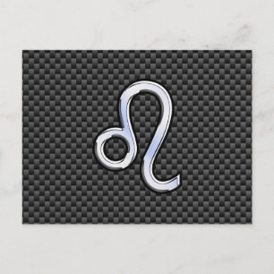 Leo Zodiac Symbol auf Carbon Fibre Style Print Postkarte