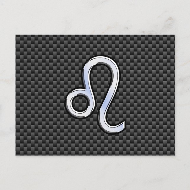 Leo Zodiac Symbol auf Carbon Fibre Style Print Postkarte (Vorderseite)