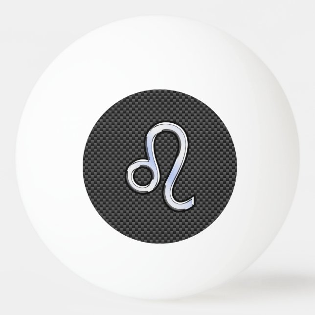 Leo Zodiac Symbol auf Carbon Fibre Style Print Tischtennisball (Vorderseite)