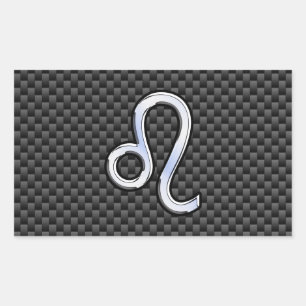 Leo Zodiac Symbol auf der Dekoration von Kohlefase Rechteckiger Aufkleber