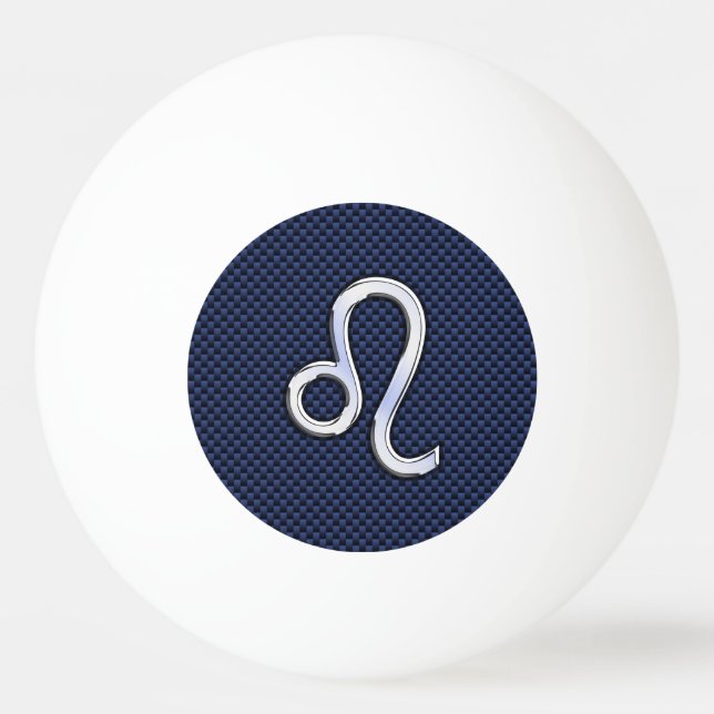 Leo Zodiac Symbol auf Navy Blue Carbon Fibre Print Tischtennisball (Vorderseite)