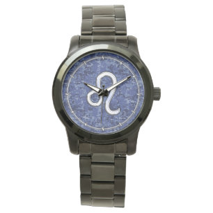 Leo Zodiac-Symbol auf Navy Blue Digital-Camouflage Armbanduhr