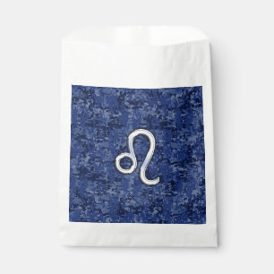 Leo Zodiac Symbol auf Navy Blue Digital Camouflage Geschenktütchen
