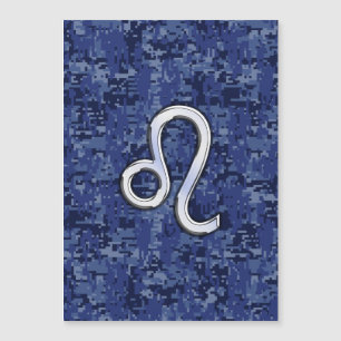 Leo Zodiac Symbol auf Navy Blue Digital Camouflage Magnetkarte