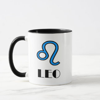 Leo Zodiac Symbol Designer Tasse in Blau