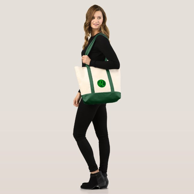 Leo Zodiac Symbol Green Contrast Tragetasche (Vorderseite (Model))