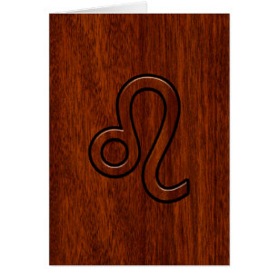 Leo Zodiac Symbol im Mahagoni-Holzstil