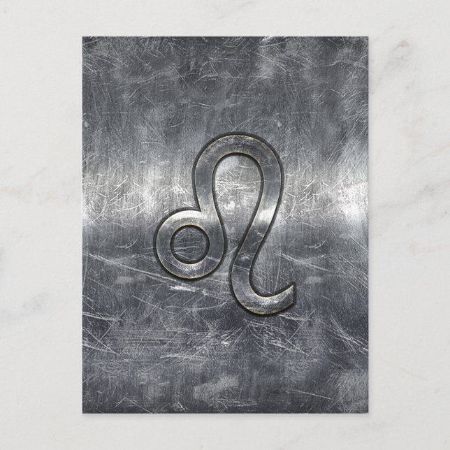 Leo Zodiac Symbol in Grunge Distressed Style Postkarte (Vorderseite)