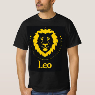 Leo Zodiac Symbol mit feinem goldenen Löwenkopf T-Shirt