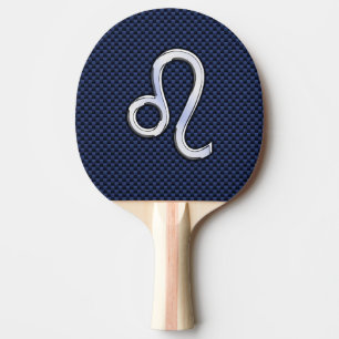 Leo Zodiac Symbol on Navy Blue Carbon Fiber Print Tischtennis Schläger