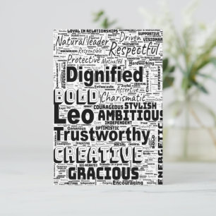 Leo Zodiac Word Cloud Inspiration Gruß Karte