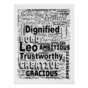 Leo Zodiac Word Cloud Inspiration Poster