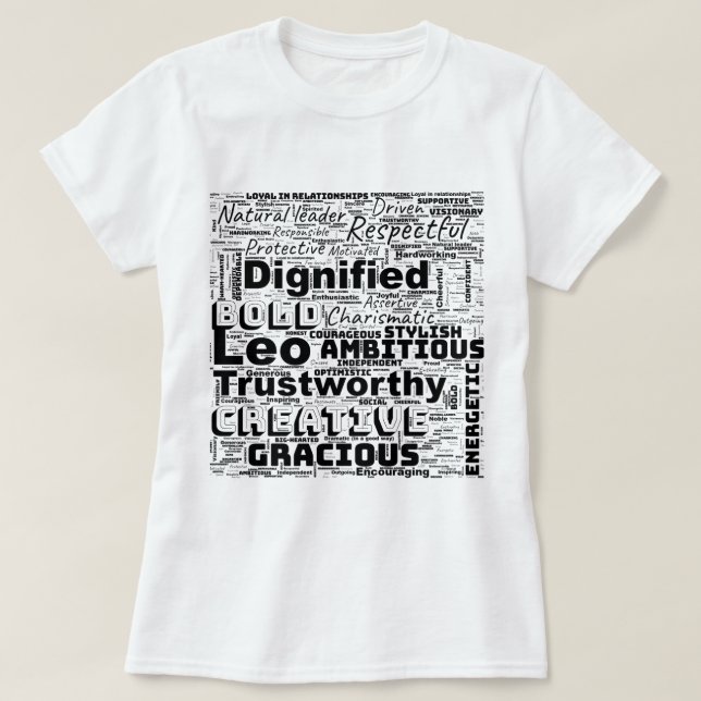 Leo Zodiac Word Cloud Inspiration T-Shirt (Design vorne)