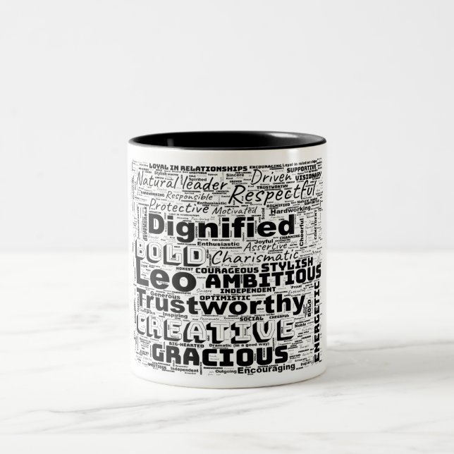 Leo Zodiac Word Cloud Inspiration Tasse (Mittel)